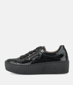 Gabor Chunky Black Patent Trainers