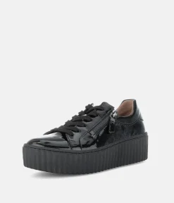 Gabor Chunky Black Patent Trainers