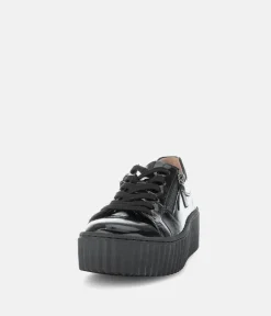 Gabor Chunky Black Patent Trainers