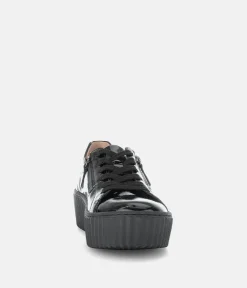 Gabor Chunky Black Patent Trainers