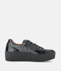 Gabor Chunky Black Patent Trainers