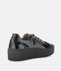 Gabor Chunky Black Patent Trainers