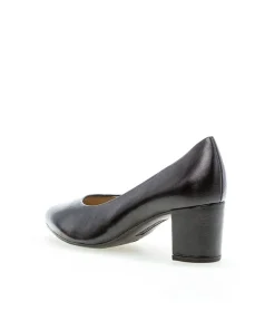 Gabor Classic Black Leather Block Heels
