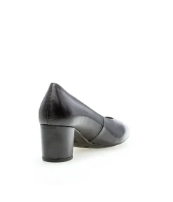 Gabor Classic Black Leather Block Heels