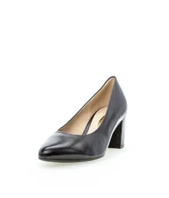 Gabor Classic Black Leather Block Heels