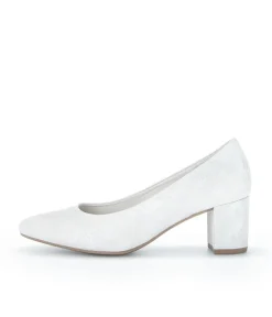 Gabor Classic Silver/Grey Leather Block Heels