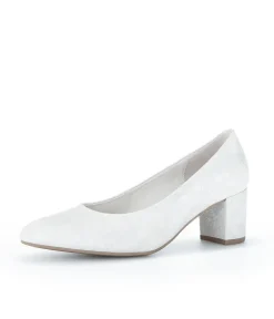 Gabor Classic Silver/Grey Leather Block Heels