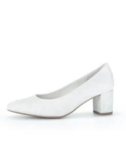 Gabor Classic Silver/Grey Leather Block Heels