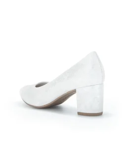 Gabor Classic Silver/Grey Leather Block Heels