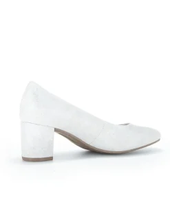 Gabor Classic Silver/Grey Leather Block Heels