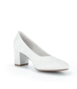 Gabor Classic Silver/Grey Leather Block Heels