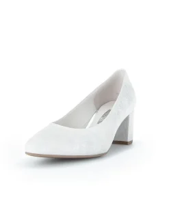 Gabor Classic Silver/Grey Leather Block Heels