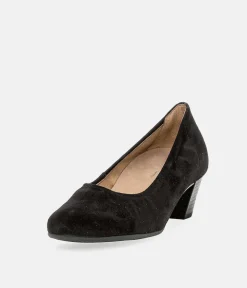 Gabor Dressy Black Suede Wide Fit Heels