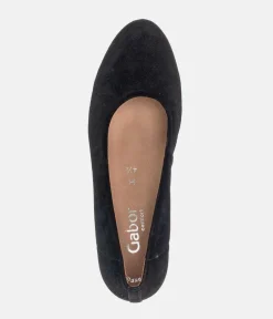 Gabor Dressy Black Suede Wide Fit Heels