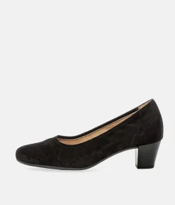 Gabor Dressy Black Suede Wide Fit Heels