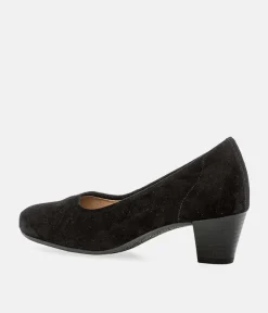 Gabor Dressy Black Suede Wide Fit Heels