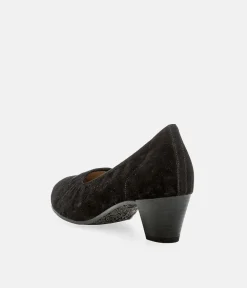 Gabor Dressy Black Suede Wide Fit Heels