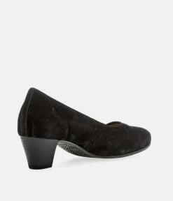 Gabor Dressy Black Suede Wide Fit Heels
