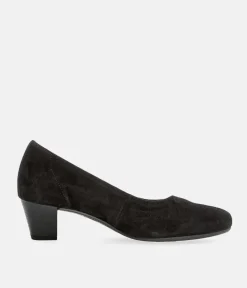 Gabor Dressy Black Suede Wide Fit Heels