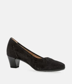 Gabor Dressy Black Suede Wide Fit Heels
