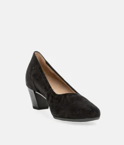 Gabor Dressy Black Suede Wide Fit Heels