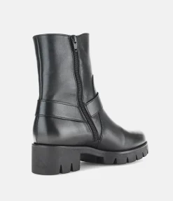Gabor Fashionable Black Biker Style Ankle Boots
