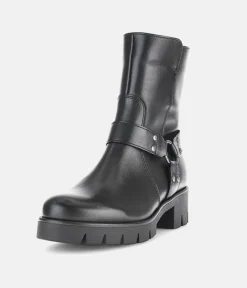 Gabor Fashionable Black Biker Style Ankle Boots