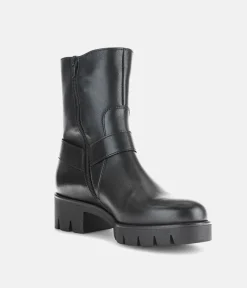 Gabor Fashionable Black Biker Style Ankle Boots