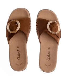 Gabor Fashionable Brown Slip On Buckle Sandals