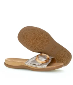 Gabor Fashionable Silver Metallic Buckle Sandals