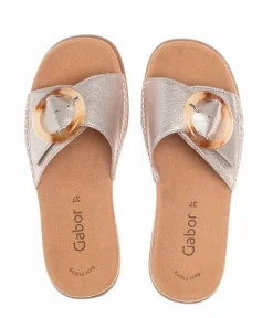 Gabor Fashionable Silver Metallic Buckle Sandals
