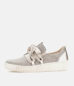 Gabor Glam Beige/Gold Slip On Trainers