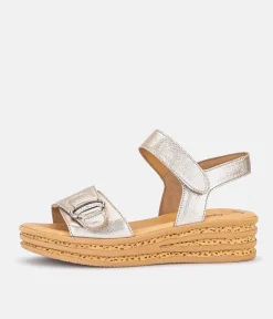Gabor Glam Metallic Gold Wedge Sandals