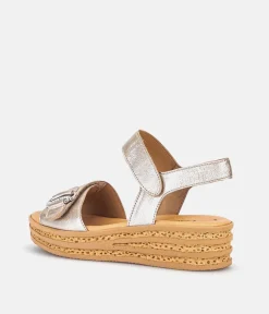 Gabor Glam Metallic Gold Wedge Sandals