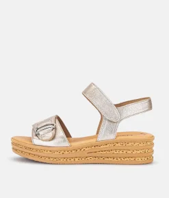 Gabor Glam Metallic Gold Wedge Sandals