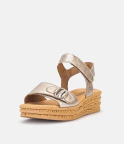 Gabor Glam Metallic Gold Wedge Sandals
