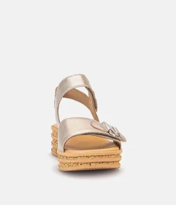 Gabor Glam Metallic Gold Wedge Sandals