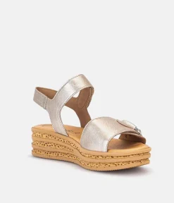Gabor Glam Metallic Gold Wedge Sandals