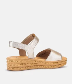 Gabor Glam Metallic Gold Wedge Sandals