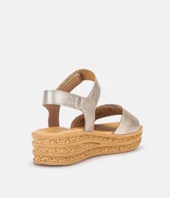 Gabor Glam Metallic Gold Wedge Sandals