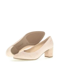 Gabor Light Beige/Pink Suede Block Heels