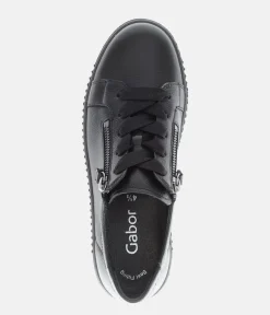 Gabor Low Top Black Leather Sneaker