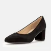 Gabor Plush Black Suede Block Heels