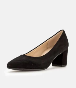 Gabor Plush Black Suede Block Heels