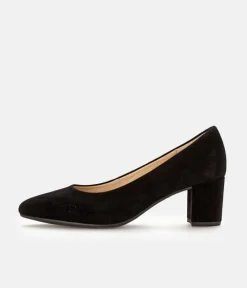 Gabor Plush Black Suede Block Heels