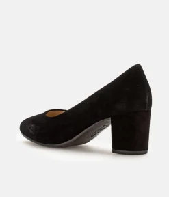 Gabor Plush Black Suede Block Heels