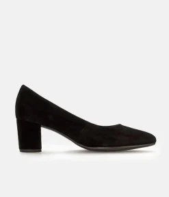Gabor Plush Black Suede Block Heels