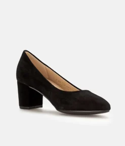 Gabor Plush Black Suede Block Heels