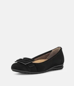 Gabor Plush Black Suede Flats