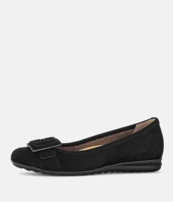 Gabor Plush Black Suede Flats